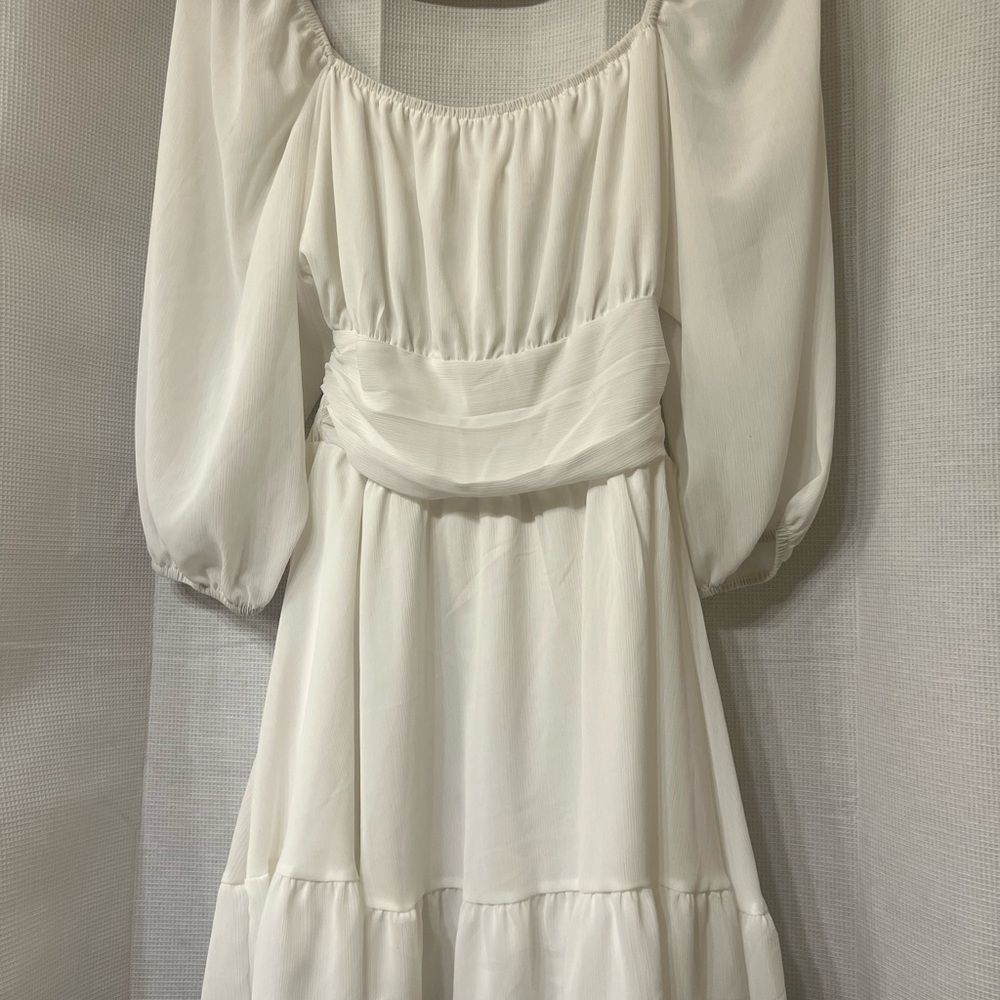 Beachside dainty White coastal tie back Dress flirty whimsical coastal cowgirl - Picture 3 of 4